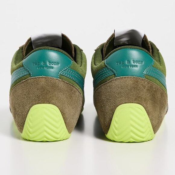 NEW RAG & BONE Suede Retro Runner Slim Ultra Sneakers in green for women 725 10m - Picture 6 of 9
